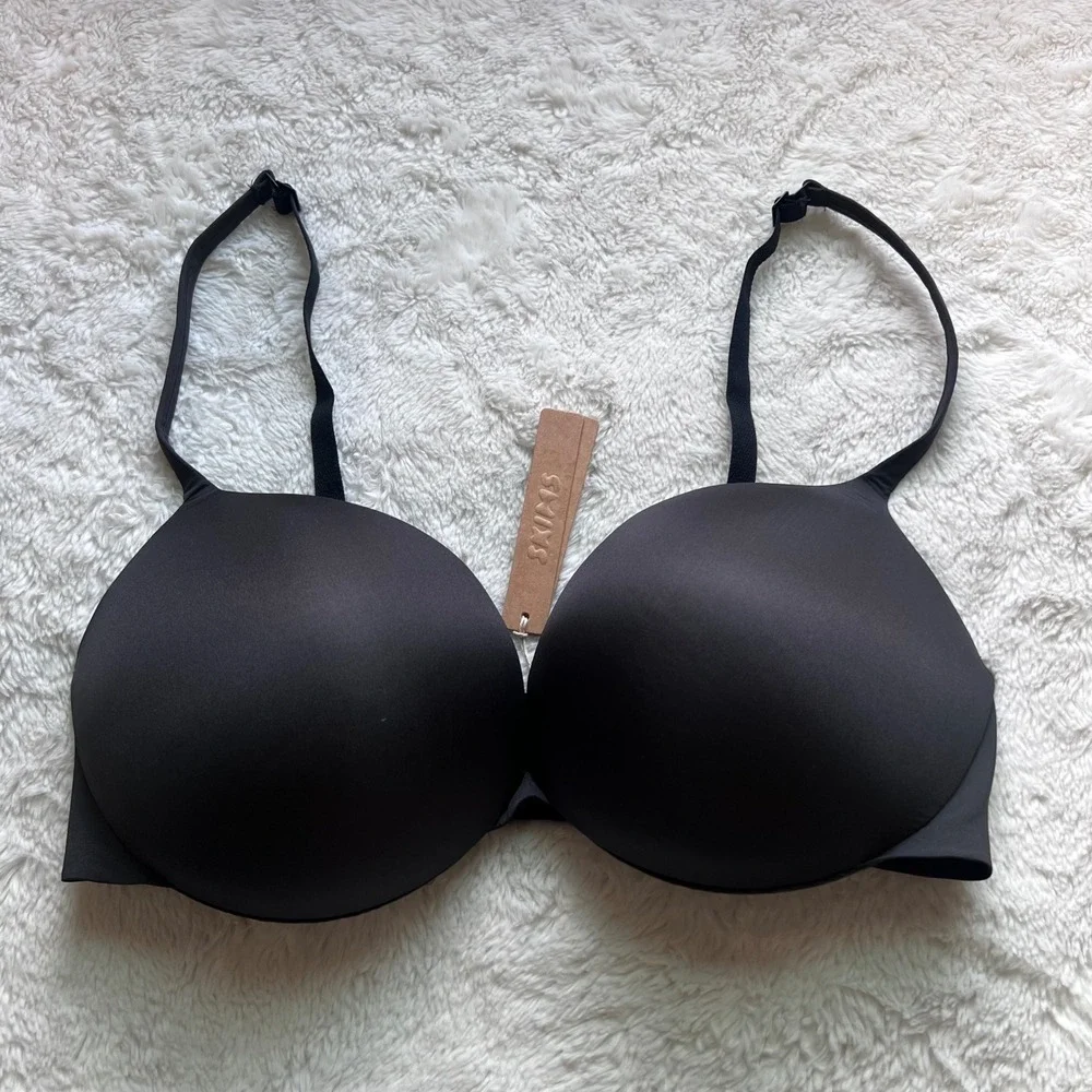 SKIMS Ultimate Push Up Plunge Bra Onyx Black BA-PLG-9214 Women's Size 36D New